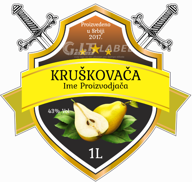 Etikete za flašu rakije kruška 019 latinica/ћирилица