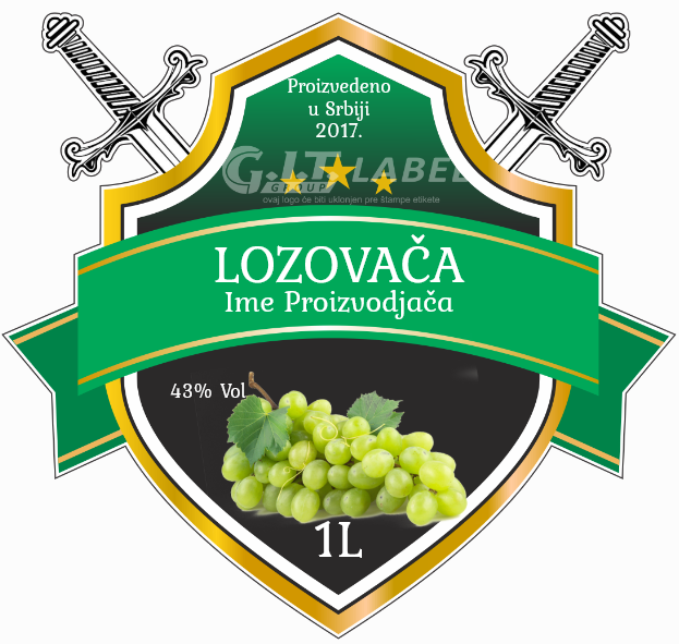 Etikete za flašu rakije loza 019 latinica/ћирилица