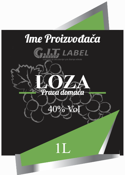 Etikete za flašu rakije loza 020 latinica/ћирилица