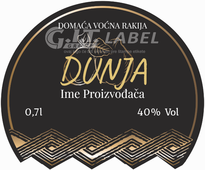 Etikete za flašu rakije dunja 021 latinica/ћирилица