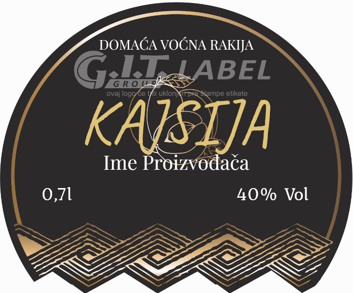 Etikete za flašu rakije kajsija 021 latinica/ћирилица