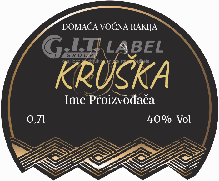 Etikete za flašu rakije kruška 021 latinica/ћирилица