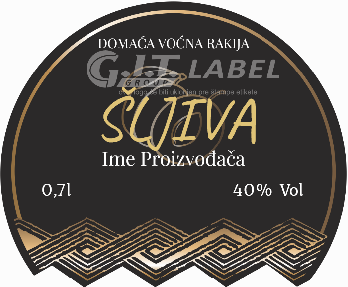 Etikete za flašu rakije šljiva 021 latinica/ћирилица