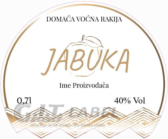 Etikete za flašu rakije jabuka 022 latinica/ћирилица