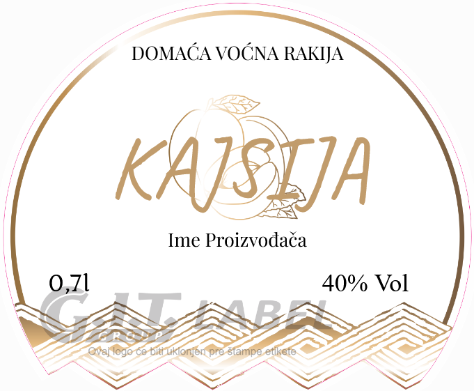 Etikete za flašu rakije kajsije 022 latinica/ћирилица