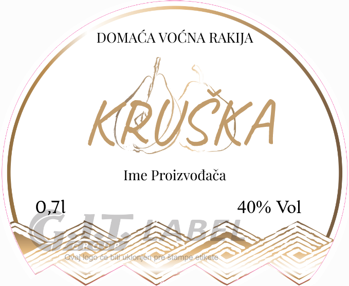 Etikete za flašu rakije kruška 022 latinica/ћирилица
