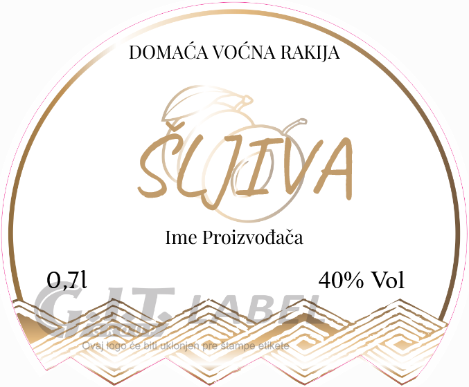 Etikete za flašu rakije šljiva 022 latinica/ћирилица