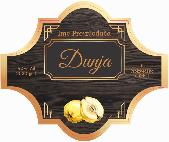 Etikete za flašu rakije dunja 023 latinica/ћирилица