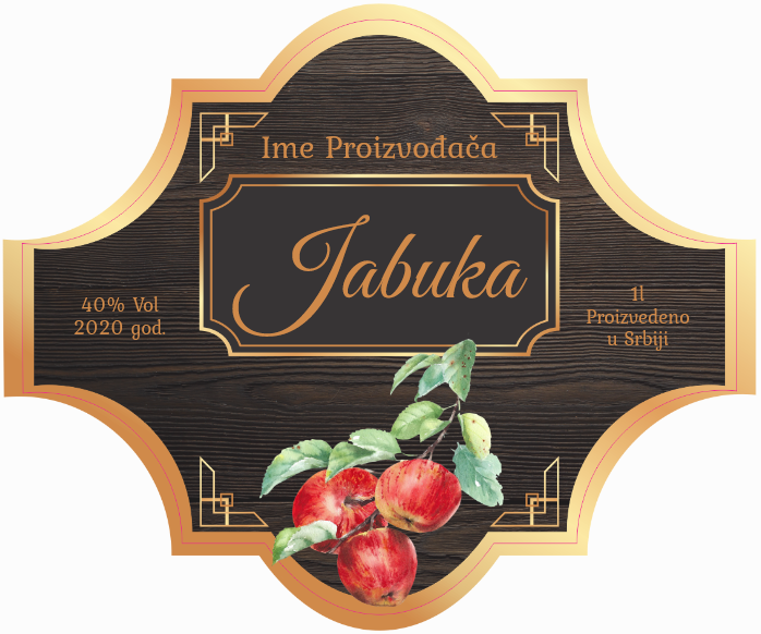 Etikete za flašu rakije jabuka 023 latinica/ћирилица