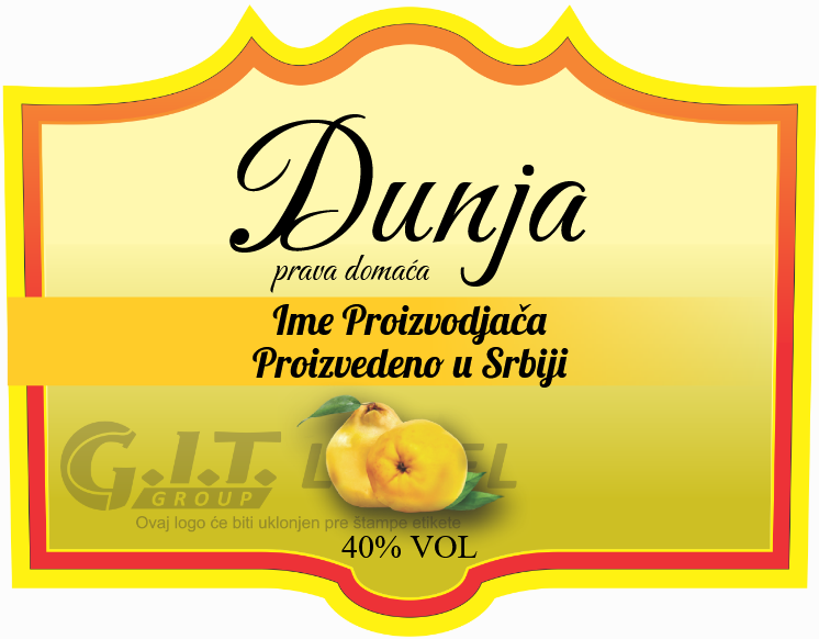 Etiekte za flašu rakije od dunje samolepljive etikete