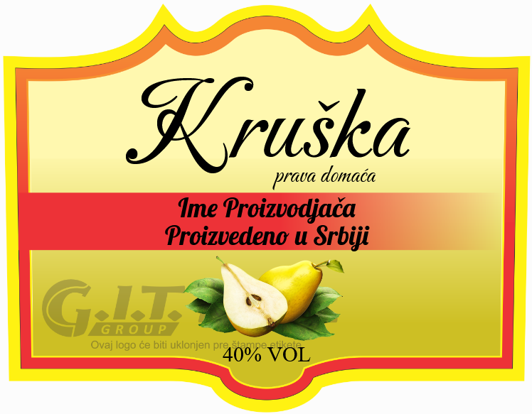 Etikete za flašu rakije kruška samolepljive
