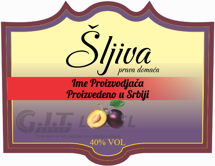 Etiekte za flašu rakije od šljive samolepljive etikete