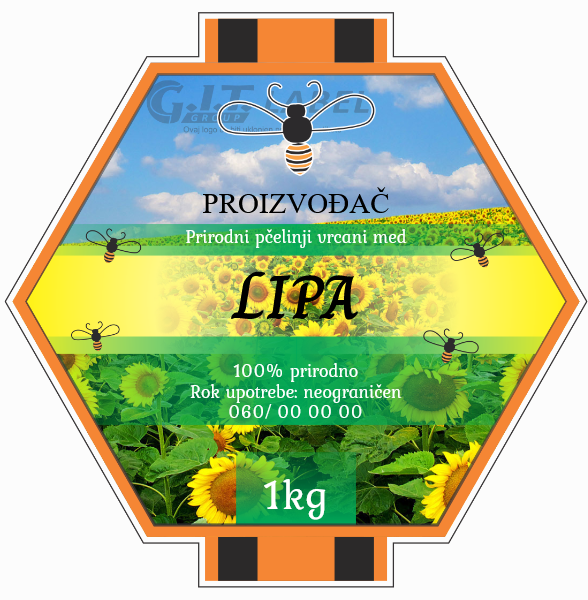 Etikete za med lipa 003– samolepljive editabilne etikete latinica/ćirilica