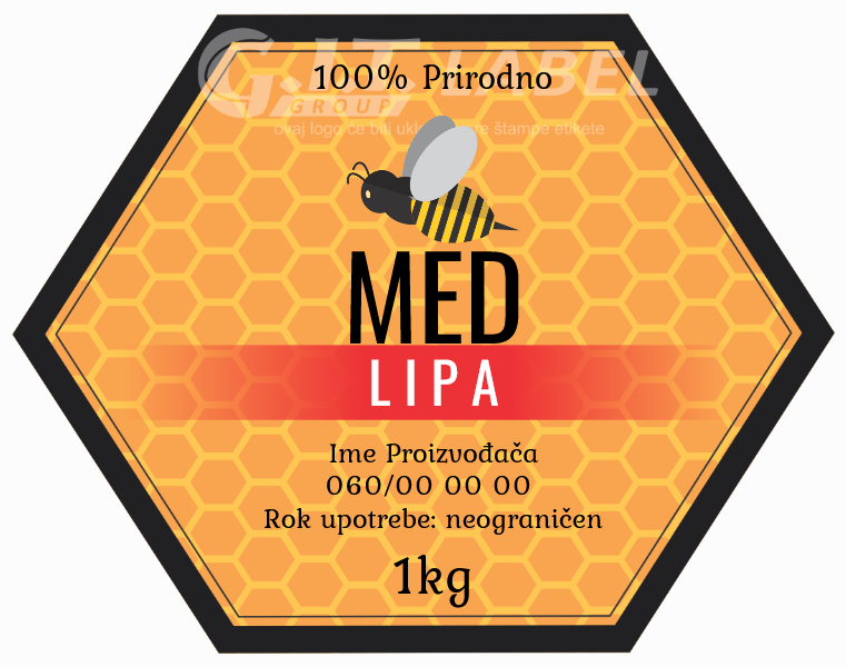 Etikete za med lipa 010– samolepljive editabilne etikete latinica/ćirilica