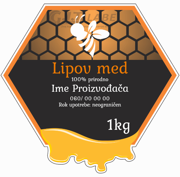 Etikete za med lipov 007– samolepljive editabilne etikete latinica/ćirilica