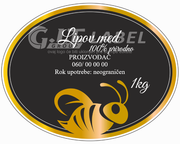 Etikete za med lipov 008– samolepljive editabilne etikete latinica/ćirilica