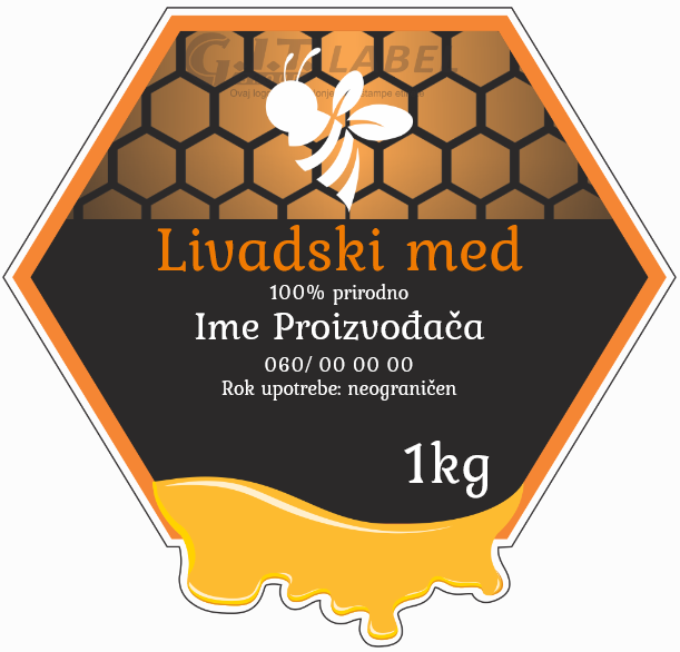 Etikete za med livadski 006– samolepljive editabilne etikete latinica/ćirilica