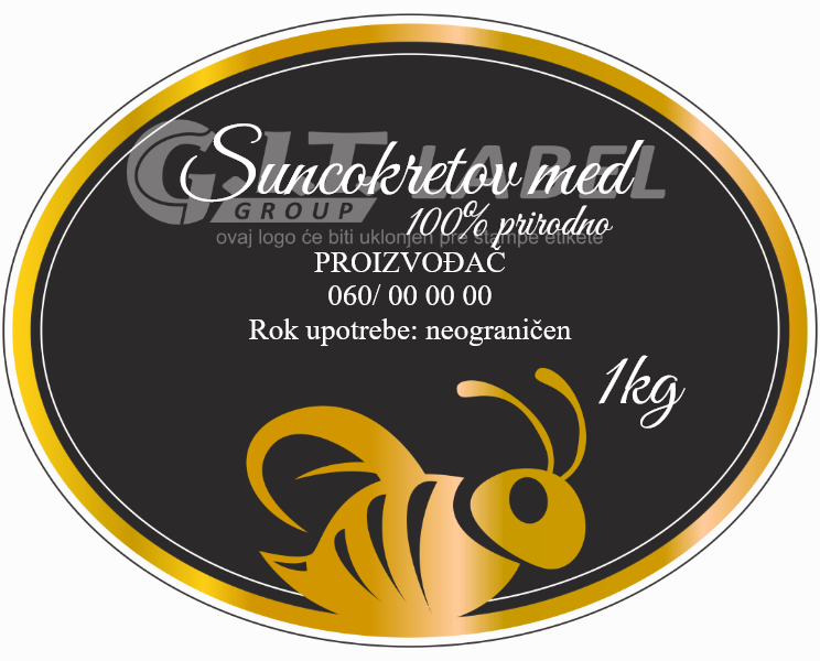 Etikete za med suncokretov 008– samolepljive editabilne etikete latinica/ćirilica
